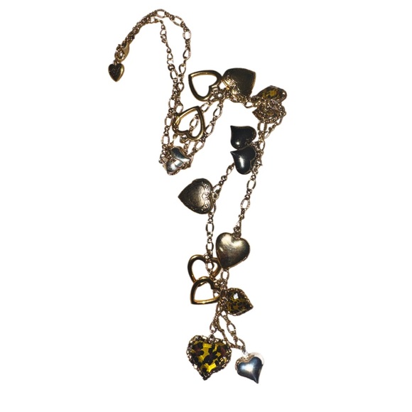 VTG - 90s Betsey Johnson - Hearts and Lockets Gold Tone Necklace - Picture 10 of 13